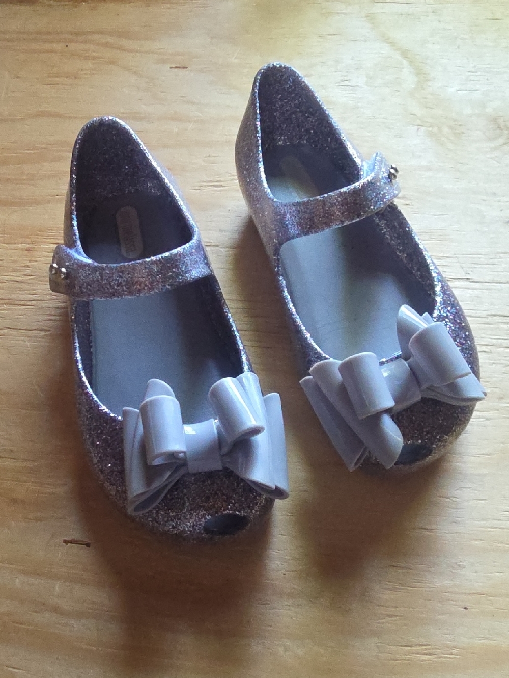 Mini Melissa Ultragirl Viii Bb Flats Size 10 Dark Silver Glitter